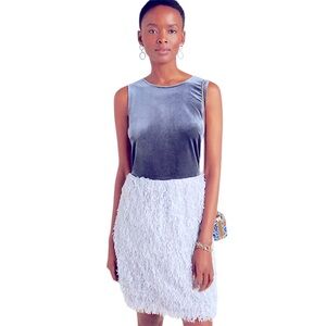 Sunday In Brooklyn Anthropologie Feather Grey Blue Velvet Sleeveless Dress S